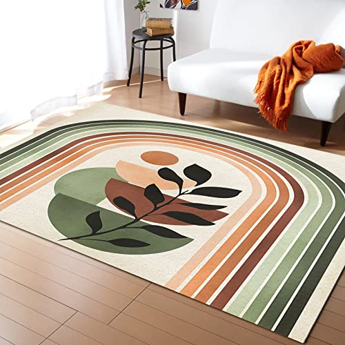 Mid Century Modern Area Rug For Bedroom Living Room- Vintage Abstract Plant Art Contemporary Floor Carpet Comfy Runner Rug Nursery Playmat Minimalist Aesthetic Home Decor Mat, 2'X3' #TOP8