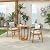Christopher Knight Home Zed 3 Pieces Outdoor Dining Set, Acacia Wood Dining Chairs and Table, Slats Panel Design Round Table, Wooden Frame, 2 Seater Bistro Set for Balcony Backyard Garden, Teak+Grey