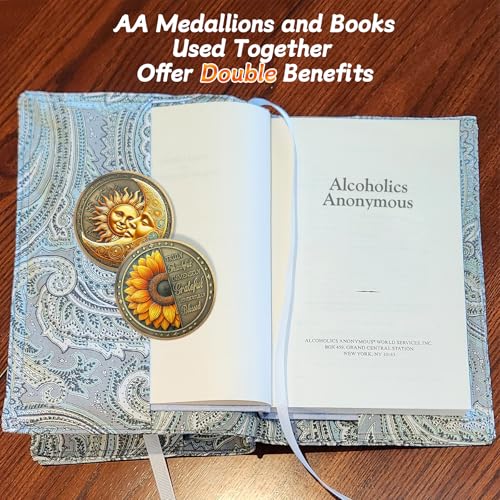 sunflower blessing sobriety coin - affirmation sun and moon aa coins - recovery addiction na aa chips and medallions - celebrate living clean narcotics alcoholics anonymous gifts for men women