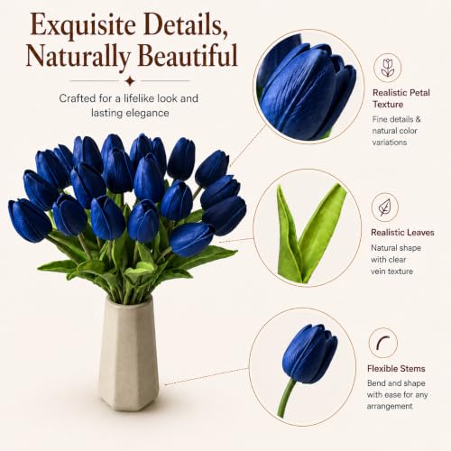 Image of Mandy's 20pcs Artificial Royal Blue Tulips