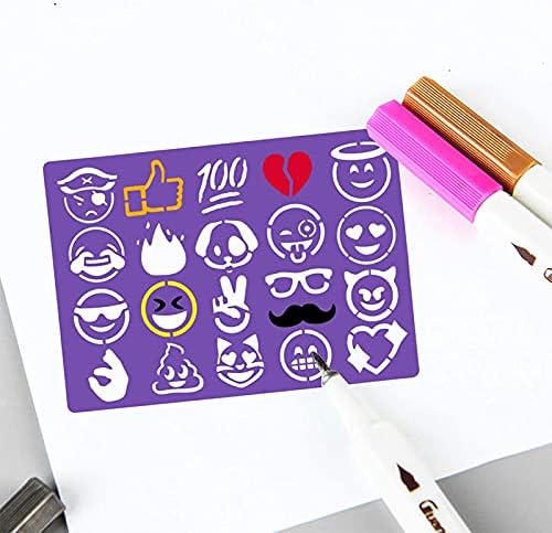 24 Pcs Drawing Art Stencil Reusable Plastic Scrapbook Kid Painting Graphics Stencils DIY Template Set for Card, Journals,Albums, Diary, Window, Wall Decoration