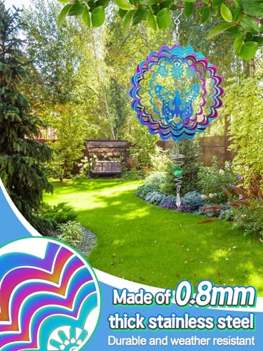 Light Catcher Wind Spinners Outdoor with Spiral Tail - Butterfly 3D Hanging Garden Yard Patio Window Decor Gift for Women Mom Grandma Wife, Kinetic Spin Eye-Catching Fun to Watch Art Sculptures