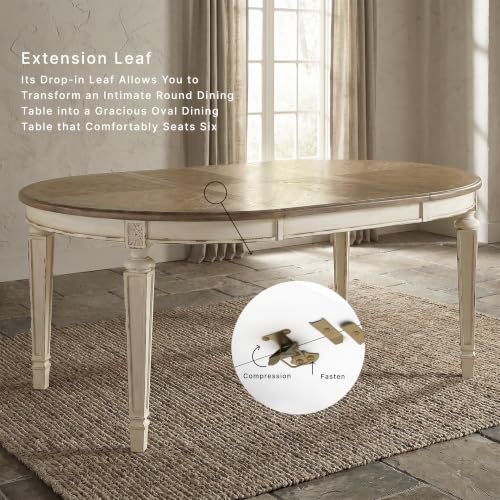 Signature Design by Ashley Extendable Round to Oval Dining Table, White - image 5