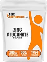 Vista 1 de BulkSupplements.com Zinc Gluconate Powder - Zinc 40mg, Mineral Supplement for Immune Support - Gluten Free, 285mg per Serving, 500g (1.1 lbs)