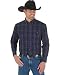 Wrangler Men's George Strait One Pocket Long Sleeve Grey/Black Woven Shirt