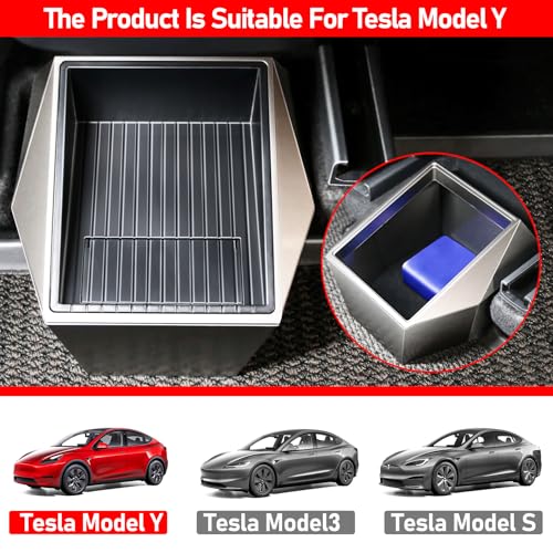 Image of Rear Trash Can for Tesla Model Y 2021-2025,Rear Center Console Organizer Storage Box Garbage Can Bin for Tesla Model Y Accessories,Cybertruck Style Under Seat Garbage Can