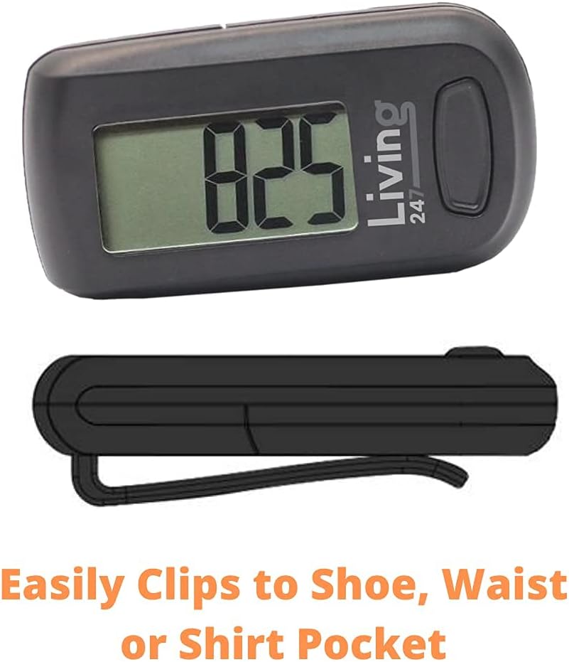 Living247 FitStep 3D Pedometer for Seniors, Easy to Use One Button Step Counter Step Tracker : Sports & Outdoors