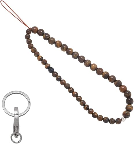 Correa de muñeca con cuentas para teléfono celular, hecha a mano, piedra preciosa natural