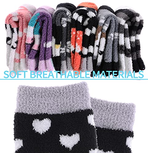 Sdbing Kids Fuzzy Socks With Grips Boys Girls Fuzzy Slipper Socks With Grips Soft Warm Winter Non Slip Socks For Toddler Kids 6 Pairs (8-12 Years, 6 Pairs Cute Animal) #TOP5