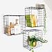 Kimisty Set of 3 Metal Floating Shelves | Decorative Wire Large Square Wall Mounted Shelf | Box Free Floating Mesh Shelves | Industrial Style Deep Black Metal Shelving | 14, 12, 11 Inch Long