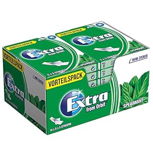 Extra from Orbit Kaugummi | Spearmint | Zuckerfrei | 14 Packungen (14 x 5 x 5 Streifen)