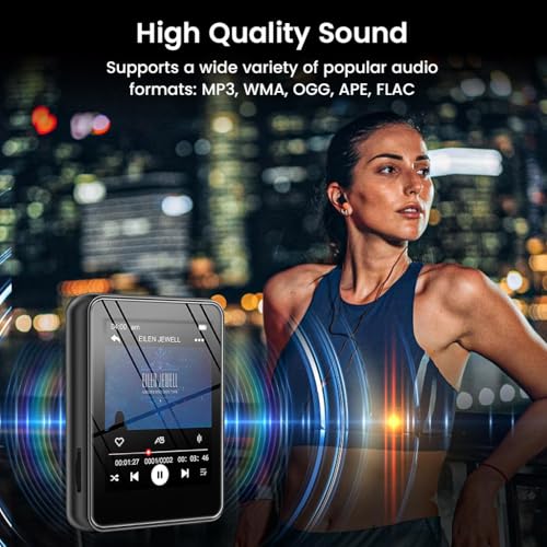 Image of AUDIOCULAR M51 Portable MP3 Player with Bluetooth 5.0, 32GB MicroSD (Expandable to 128GB), 2.4 inch Touch Screen, Voice Recording, Built-in Speaker, Type-C Port, Video Playback, E-Book, Alarm (Black)