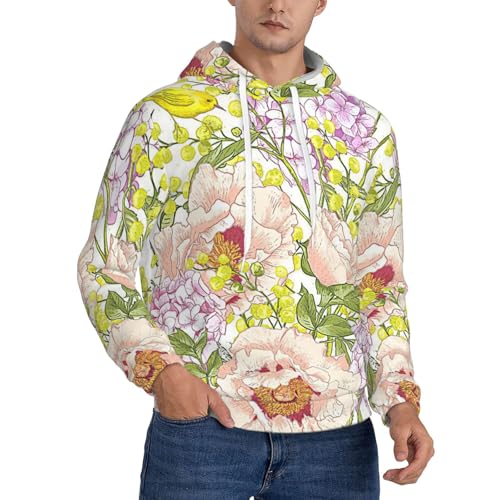 Sweat à capuche polaire homme chaud à imprimé floral manches longues