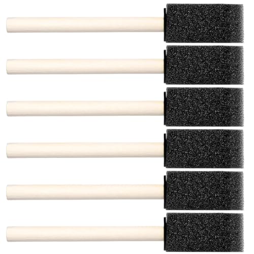 6 Pcs Foam Paint Brushes Practical Sponge Brushes Equipped with Wood Handles Suitable for Painting Staining Varnishes DIY Craft Projects for Various Art Craft and Maintenance Needs (Black)