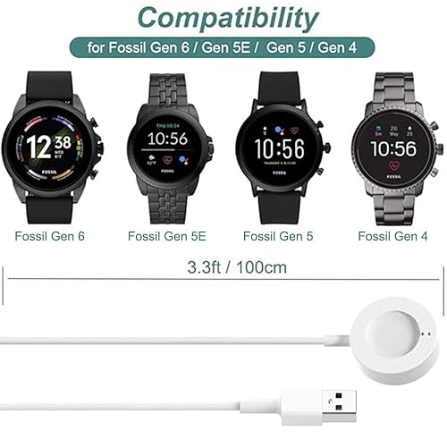 Miniatura 2 de Cargador para Fossil Gen 4, Gen 5, Gen 5E, Gen 6, para Michael Kors Gen 4 5 5E 6 Cable de carga de reloj inteligente (3.3 ft/3.3 pies)