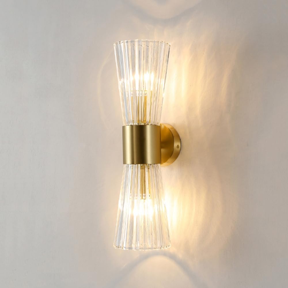 HUAYUSEDF Modern Metal Glass Wall Sconce for Indoor Home Bedroom Bedside Contemporary Pendant Lighting