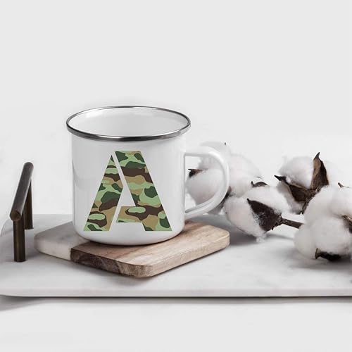 Miniatura 2 de Andaz Press Taza de café de acero inoxidable de 11 onzas con monograma de camuflaje militar del ejército letra inicial A, 1 paquete, taza de