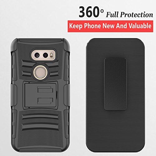 LG V30 Case, LG V35 ThinQ Case, with [Premium Screen Protector Included], Circlemalls Heavy Duty Drop Protection Belt Clip Phone Cover with Built-in Kickstand for LG V30/V35 ThinQ/V30 Plus-Black