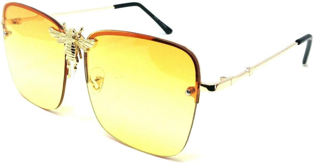 Dweebzilla 3D Killer Bee Luxury Hip Hop Half Rim Square Aviator Sunglasses