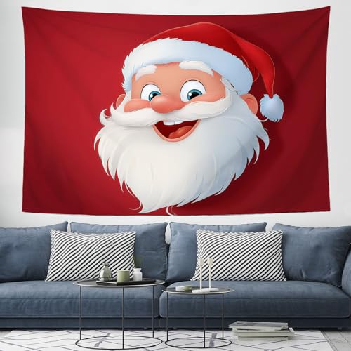 Tapisserie murale le père Noël rouge 130x150cm tissu tenture deco chambre maison
