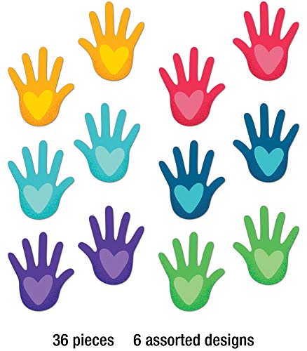 Image of Carson Dellosa One World 36-Piece Hands With Heart Cutouts, Bright and Colorful Handprints for Bulletin Board, Back to School Decorations, and Classroom Decor