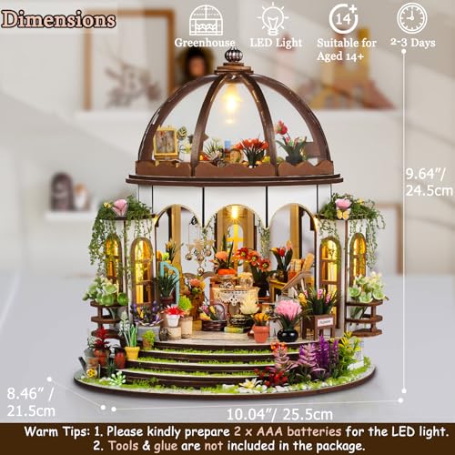 Image of TuKIIE DIY Miniature Dollhouse Kit with Furniture, 1:24 Scale Creative Room Mini Greenhouse Wooden Doll House for Kids Teens Adults(Hanging Garden)