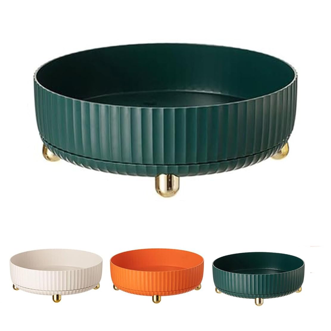 Jhzood Green 360° Rotating Spice Shelf Organizer Turntable, Makeup Organiser, Multi- Functional Rotating Plate Organizer, Cupboard Condiment Spinning Tray, For Fridge Cupboard Dresser (Green)