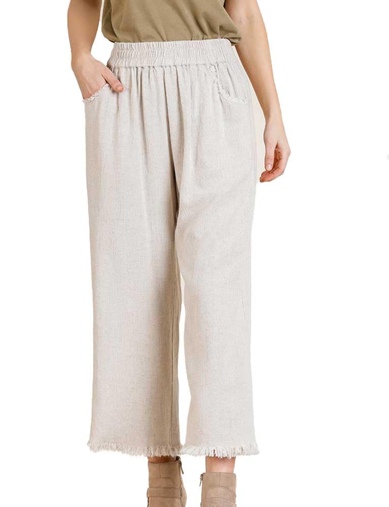 Easel Umgee USA Pants Linen Fray Oatmeal XL