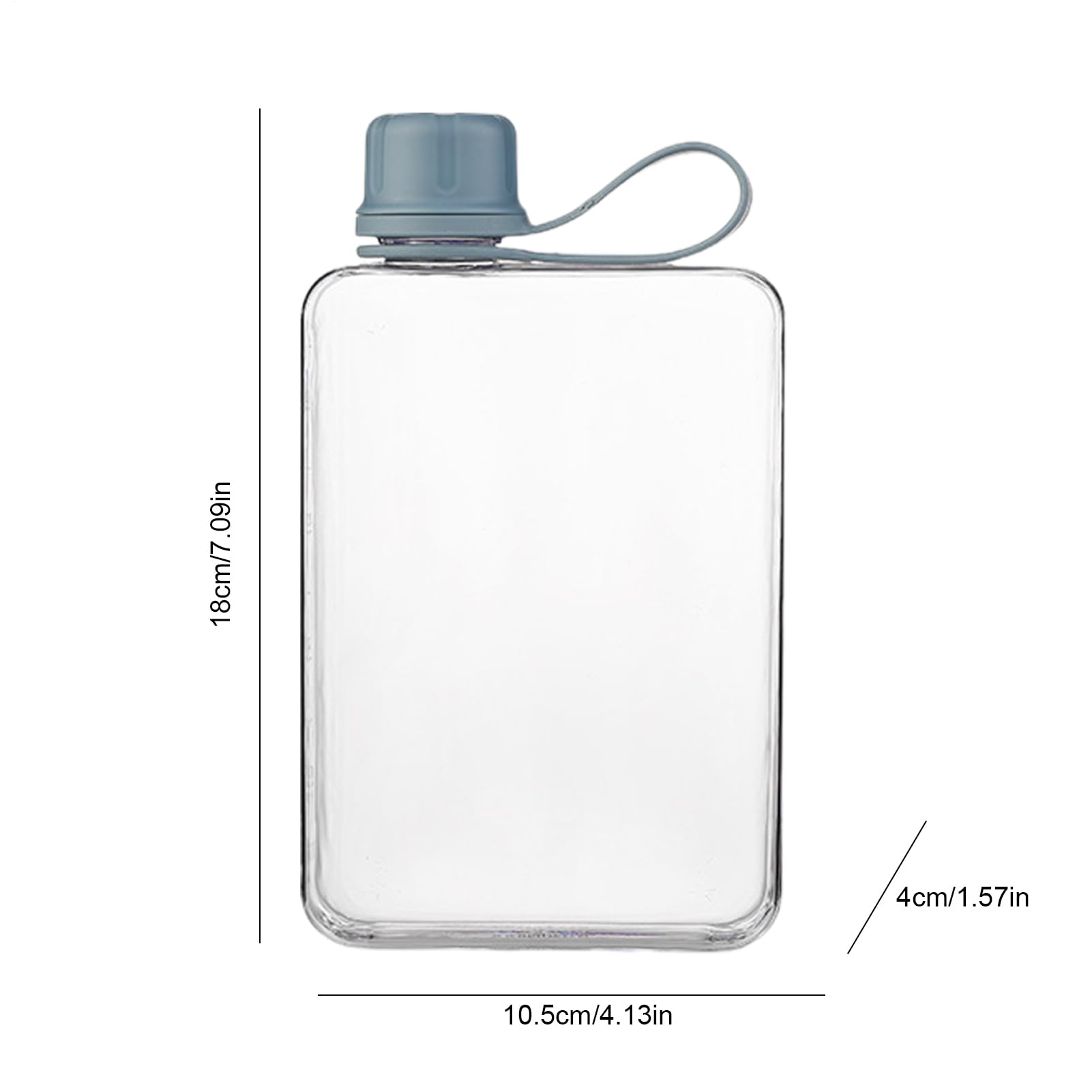 Botella de agua de bolsillo, botella de agua plana - 500 ml taza de bebida plana portátil | Botella fría delgada, botella de agua deportiva botella de agua de verano para senderismo, deportes,
