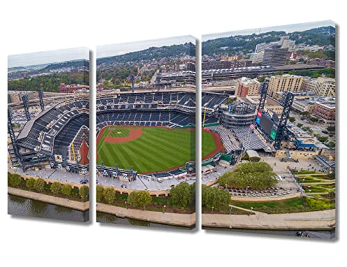 TUMOVO PNC Park Canvas Wall Art Decor Pittsburgh Cityscape Pictures for Living Room Bedroom Decoration Stadium Panoramic Painting Wall Art for Office Modern Artwork Framed Ready to Hang - 36" Wx24 H