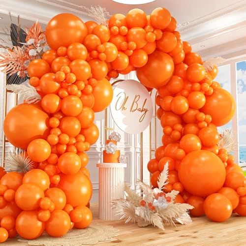 Image of 412pcs Orange Balloons 18 12 10 5 Inch Orange Balloon Garland Arch Kit Different Sizes Matte Latex Balloons for Baby Shower Christmas Birthday Festival Happy Fall-Themed Parties Party Decoration