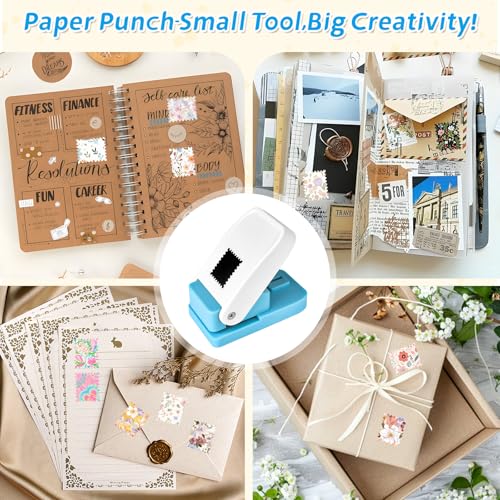 Briefmarken Stanzer, Stanzer Briefmarkenform, Tragbarer Stempelstanzer mit Gewellter Rand, Papierstanzer, Rechteckiger Briefmarkenstanzer für DIY Scrapbooking Karton Briefumschläge, Etiketten Locher