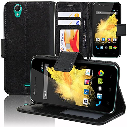VCOMP® Housse Coque Etui Portefeuille Support Video Livre Rabat Cuir PU pour Wiko Birdy - Noir