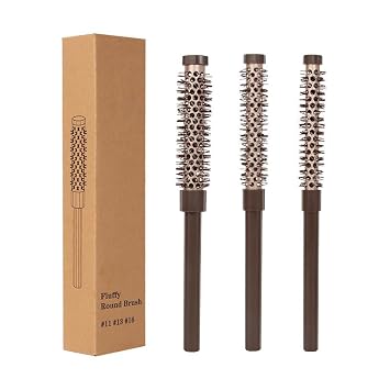 3 Pcs Small Round Brush Set for Blow Drying, 0.78/0.70/0.59 Inch Blowout Roller Hairbrush with Soft Nylon Bristles for Volume, Styling, Bangs, Roots, Curling, Short, Wavy, Thin Hair on Men & Women
