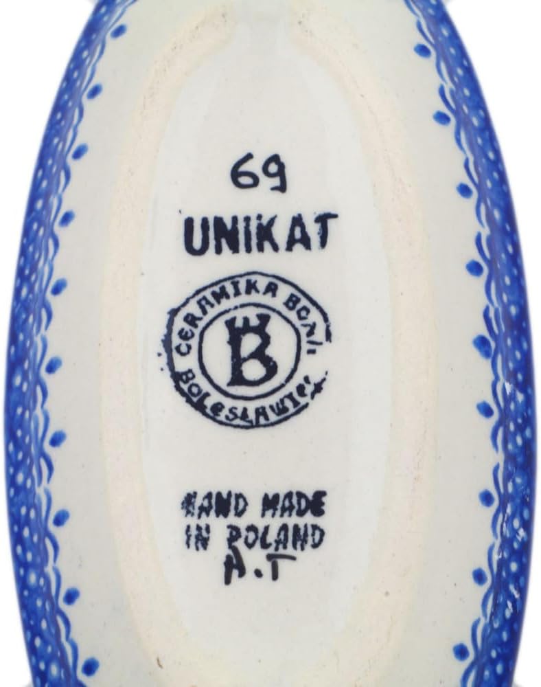 Polmedia Polish Pottery Condiment Dish - Elegant Garland Pattern Handmade in Boleslawiec Poland by Ceramika Bona + Certificate of Authenticity