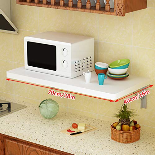 Table suspendue murale rabattable blanche 70x40 en pin pour meuble ordinateur