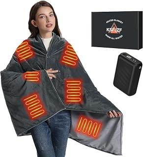 Printed Heated Blanket with 20000mAh Power Bank Rapid Heating, 3 Temps, Portable Cordless Heated Throw Shawl for Indoor & Outdoor Comfort