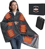 KSFJZF Printed Heated Blanket with 20000mAh Power Bank Rapid Heating, 3 Temps, Portable Cordless Heated Throw Shawl for Indoor & Outdoor Comfort