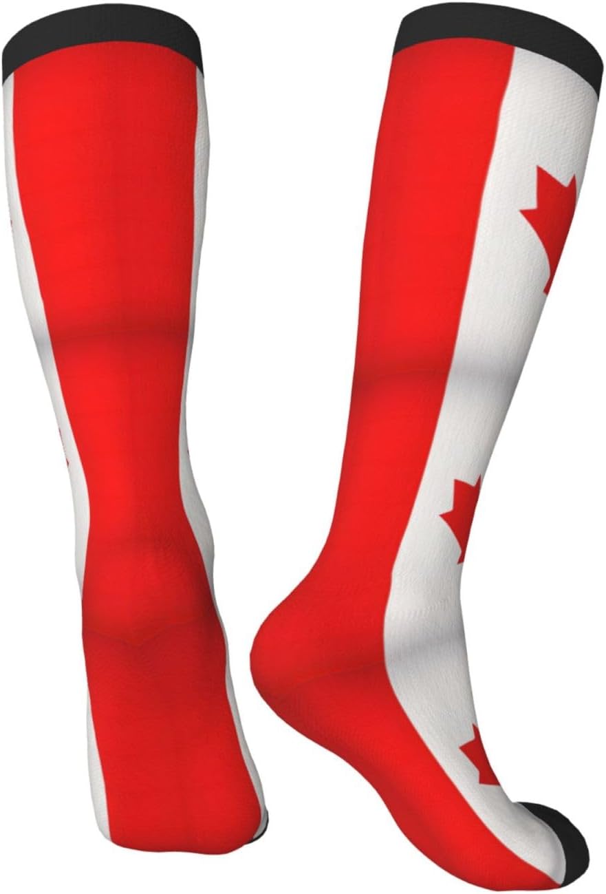 Canadian Flag Print Adult Socks, Elastic Stretch Socks,Soft Breathable For Daily Sports Casual Wear