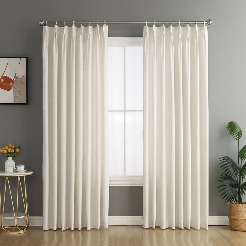 Pin Drapes Amazon.com: Grichril Pinch Pleated Linen Blended Curtains Semi-Sheer ...