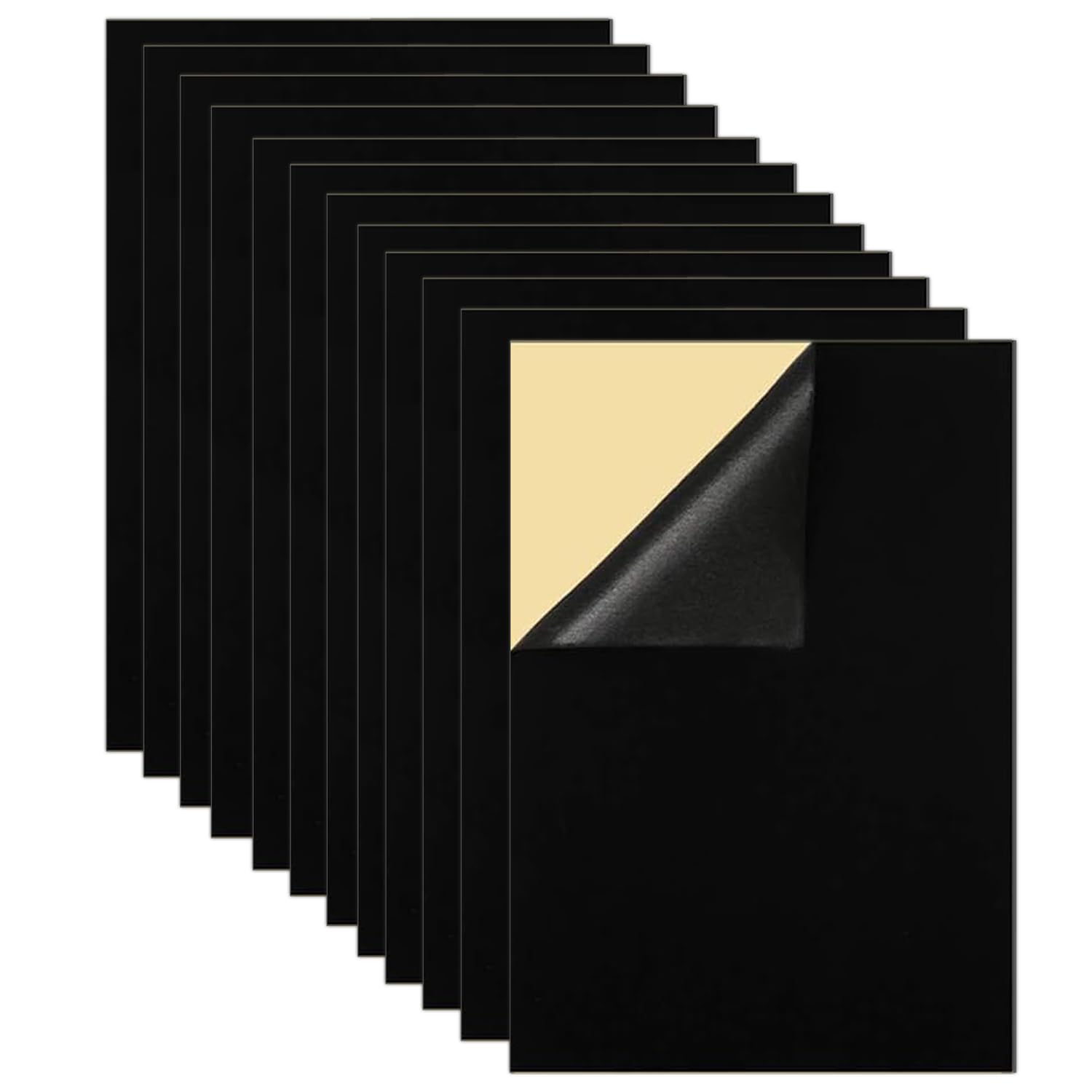 12 Pieces Black Velvet Fabric Adhesive Sheets,Black Felt Sheets for Jewelry Boxes,Drawers Liner,DIY Craft Project Making,Coasters Protection (A4 Size)