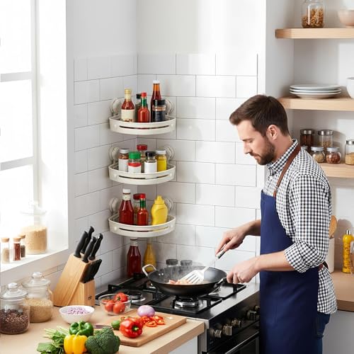 Étagère d'angle pour douche sans perçage pour carrelage protégé
