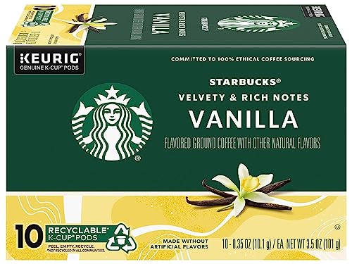 Image of Starbucks Flavored Coffee K-Cup Pods, Vanilla Flavored Coffee, Made without Artificial Flavors, Keurig Genuine K-Cup Pods, 10 CT K-Cups /Box (Pack of 4 Boxes)