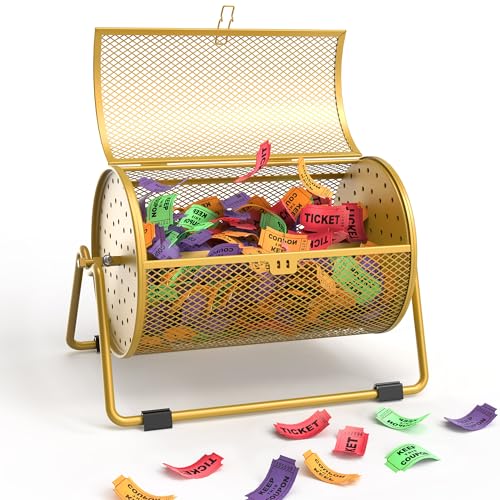 ArtiSpin Raffle Drum Gold Metal Ticket Spinner 7 x 4.7 Holds 600 Tickets