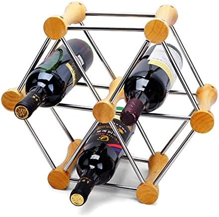 Soporte para Botellas de Vino de Acero Inoxidable y Madera