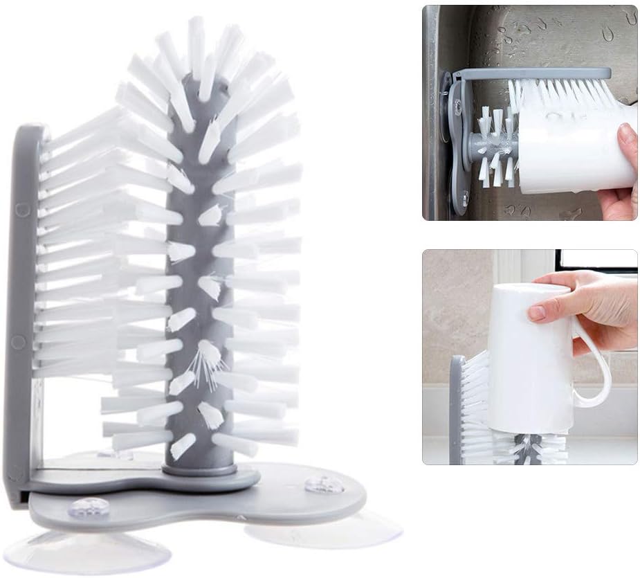 Karlak Water Bottle ing Brush Glass Washer Brush er Glass Cup Washer with Suction Base Bristle Brush for Glass Cup