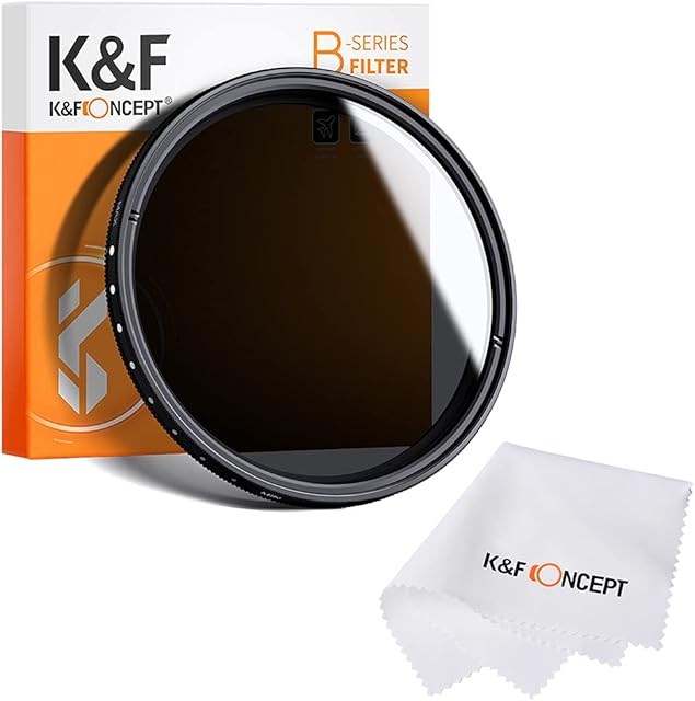 K&F Concept 77mm Variable ND2-400 Adjustable Fader ND Neutral Density ND2 ND4 ND8 to ND400 Lens Filter+Microfiber Cleaning Cloth