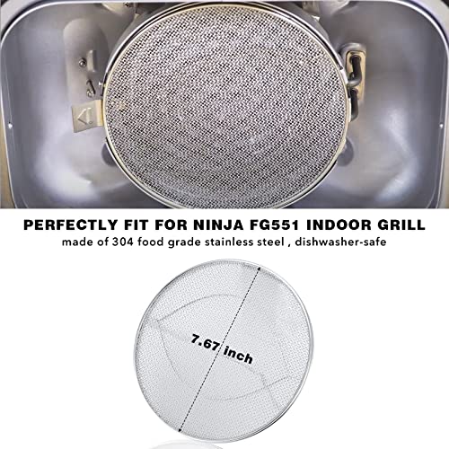 Stainless Steel Grease Splatter Screen for Ninja Grill Air Fryer, Reusable Ninja Foodi Smart XL 6-in-1 Indoor Grill Air Fryer Oven Accessories, Replacement Splatter Shield for Ninja Foodi FG551