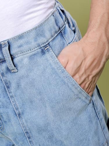 Image of The Indian Garage Co Men Baggy Solid Mid-Rise Stretchable Jeans