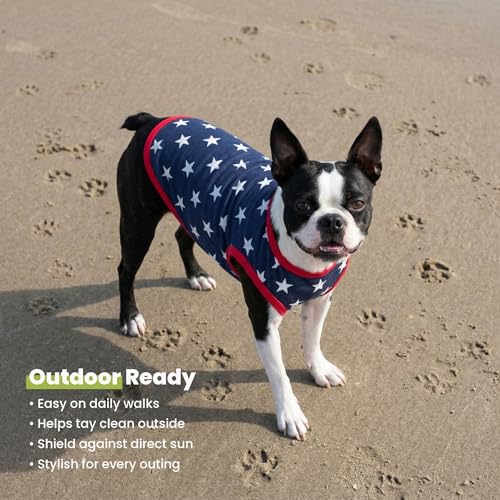 Fitwarm Patriotic Star Dog Shirt for 4th of July, Memorial Day, Independence Day, Holiday Dog Clothes for Small Dogs Boy Girl, Pet Cat Outfit, 100% Breathable Cotton, Red, Navy Blue, White, Small by Fitwarm - Image 7